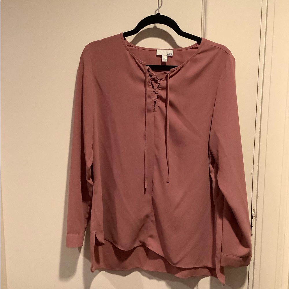Pink tie front top